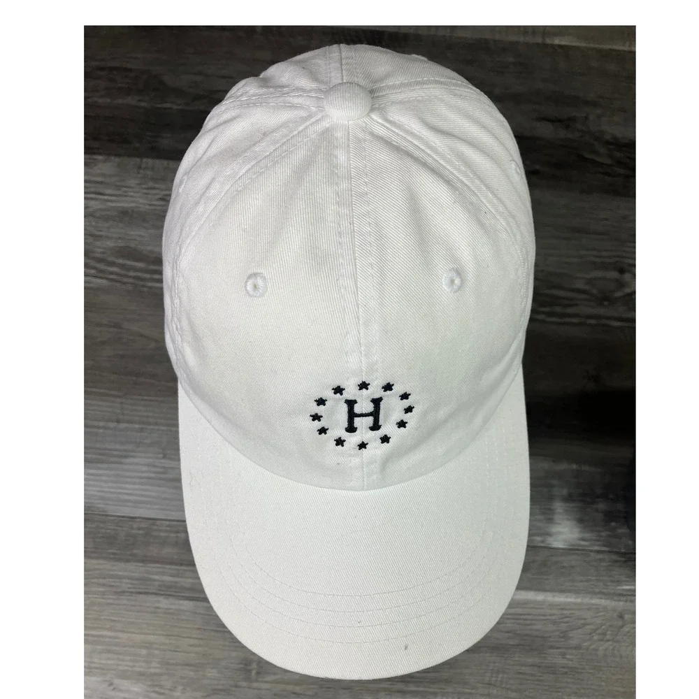 HUF Worldwide White Cotton Dad Hat Adjustable Strapback Star H Logo Cap VN114910